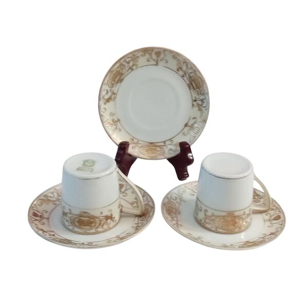 Pair Noritake Christmas Ball M Demitasse Cup Saucer Japan - Picture 3 of 8